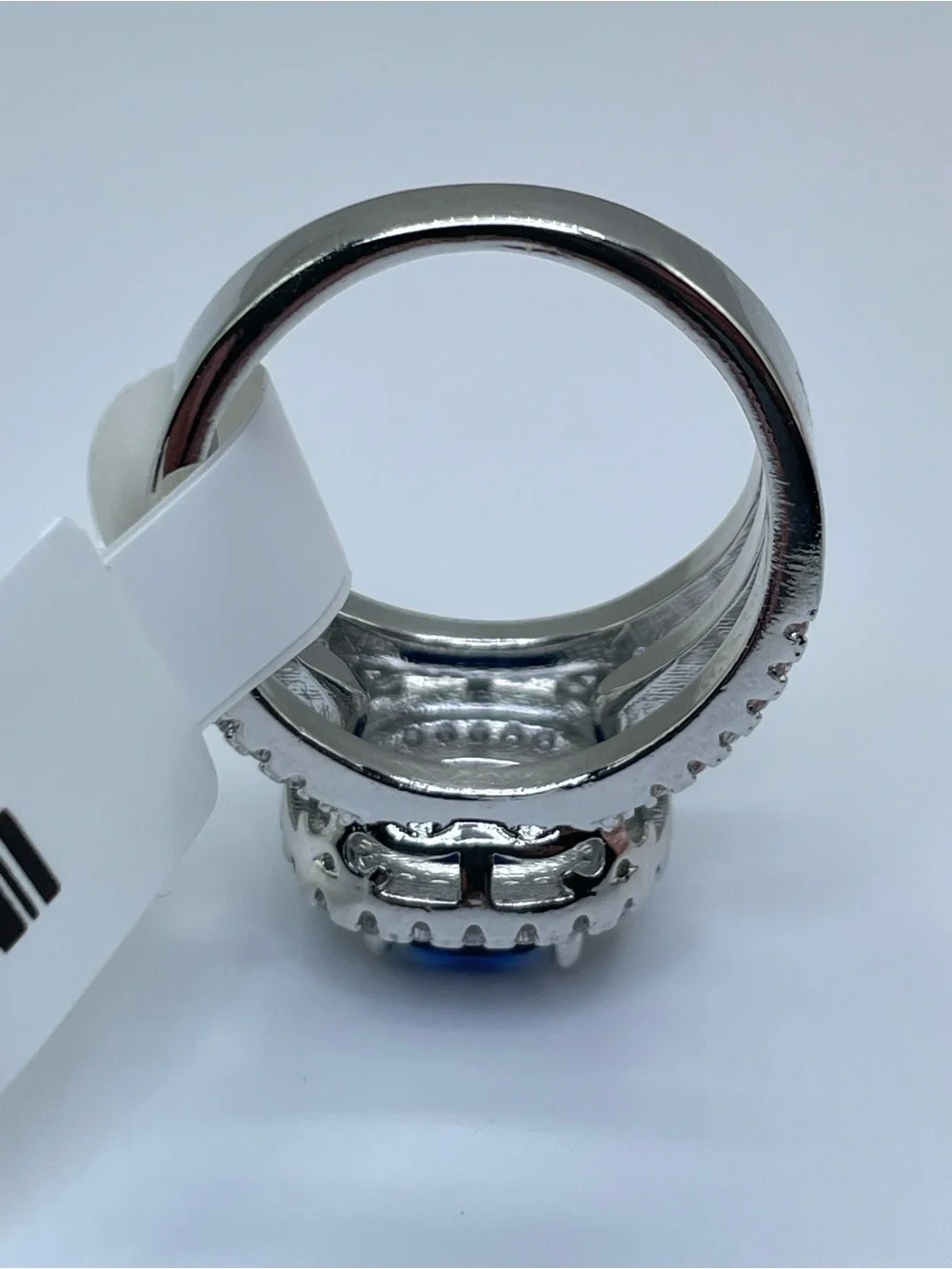 Swarovski Crystal Elements Sapphire Blue Halo Statement Ring Size 8
